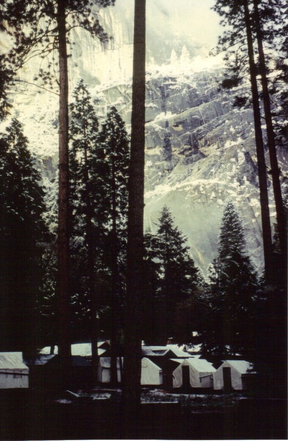 Yosemite 1994 - Curry Village tent cabins after snow
