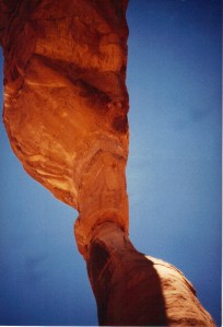 Looking up from beneath Delicate Arch
